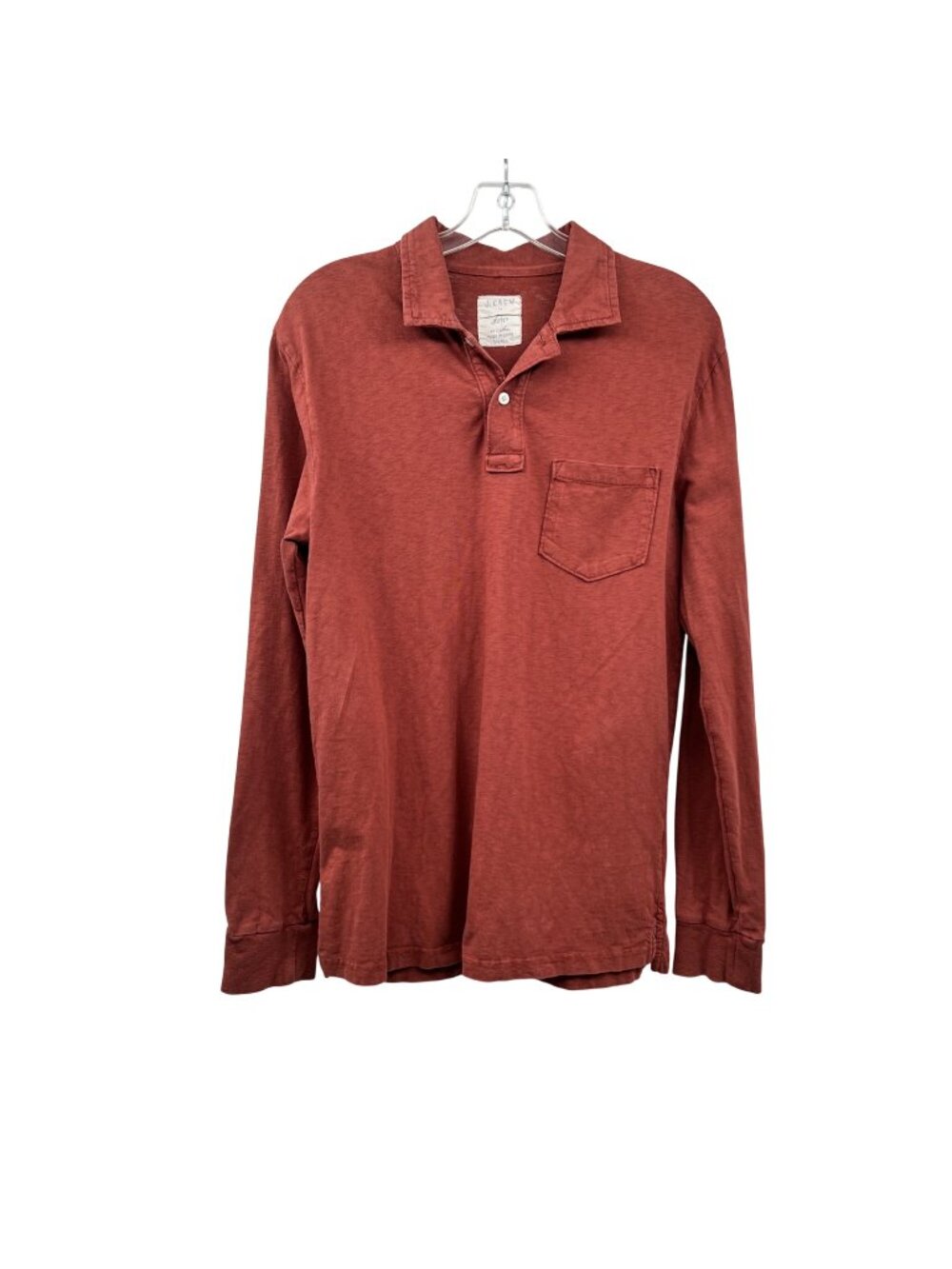 J. Crew Men's Long Sleeve Polo Shirt Rust Size Small Rungspun Jersey